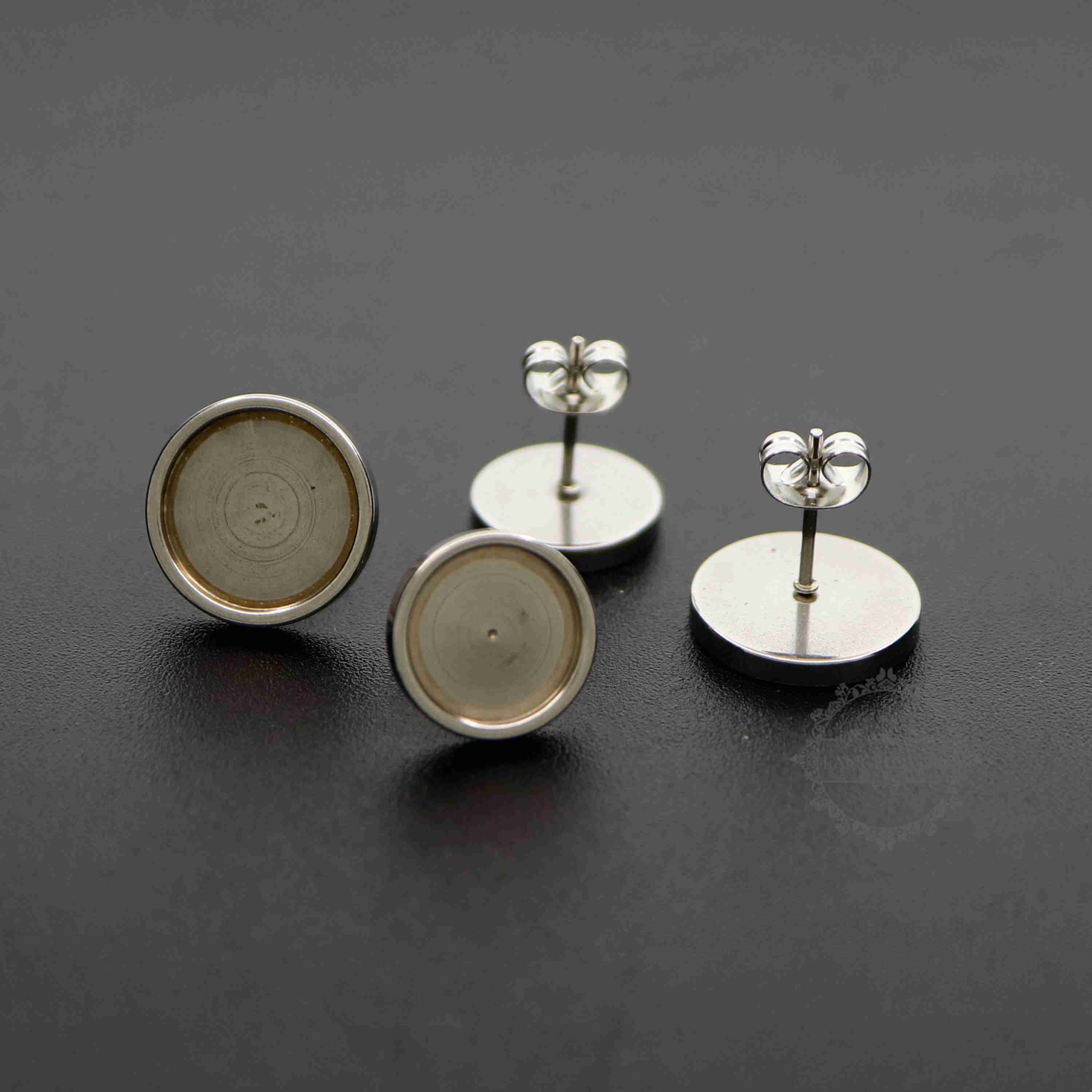 10pcs 6-12MM Silver Stainless Steel Round Bezel Studs Earrings Settings DIY Jewelry Supplies Findings 1702174 - Click Image to Close